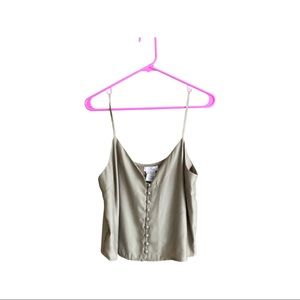 Nordstrom CAD Army Green Crop Tank Top with button front - Size L -